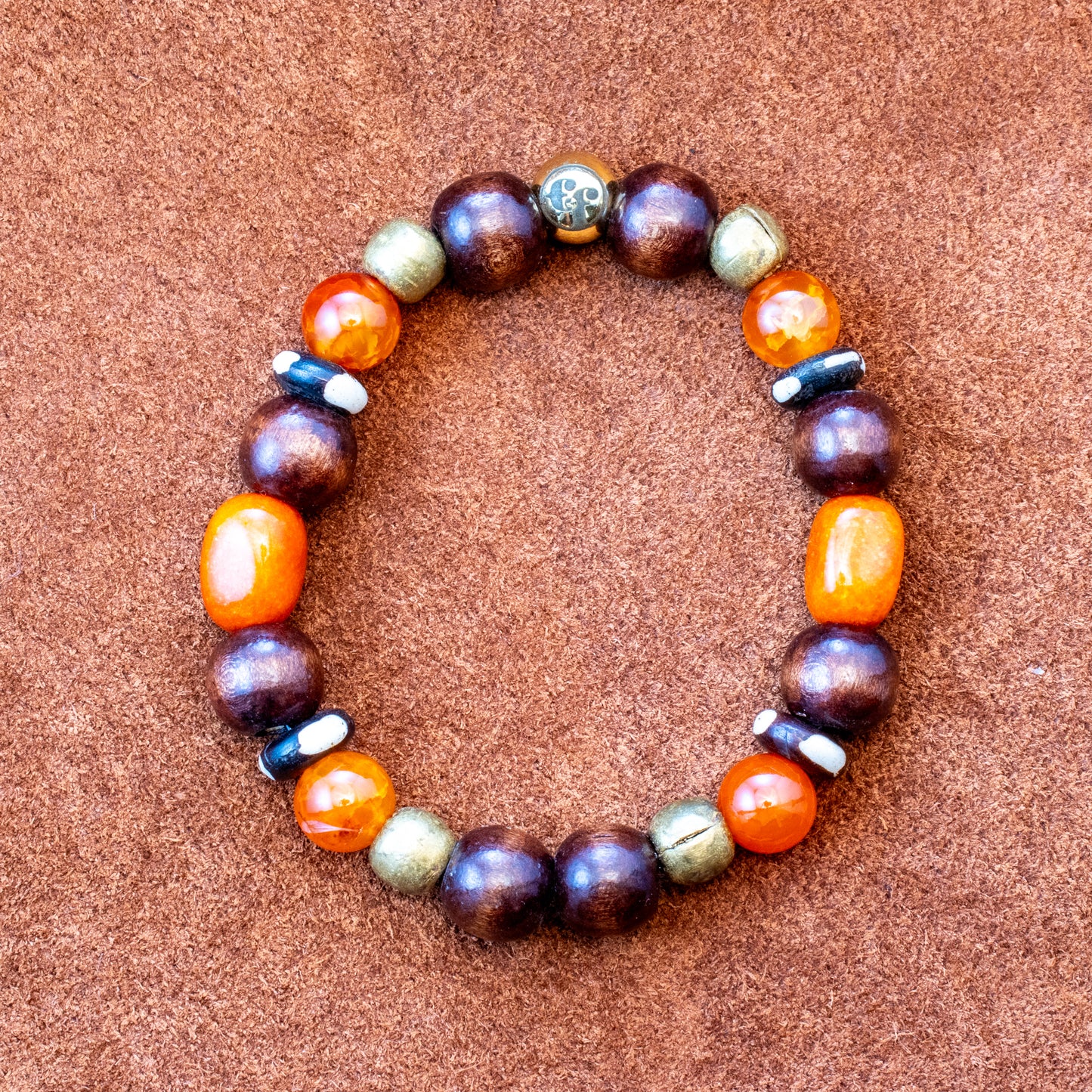 8MM Orange Agate | Tigers Eye | Bone | Brass