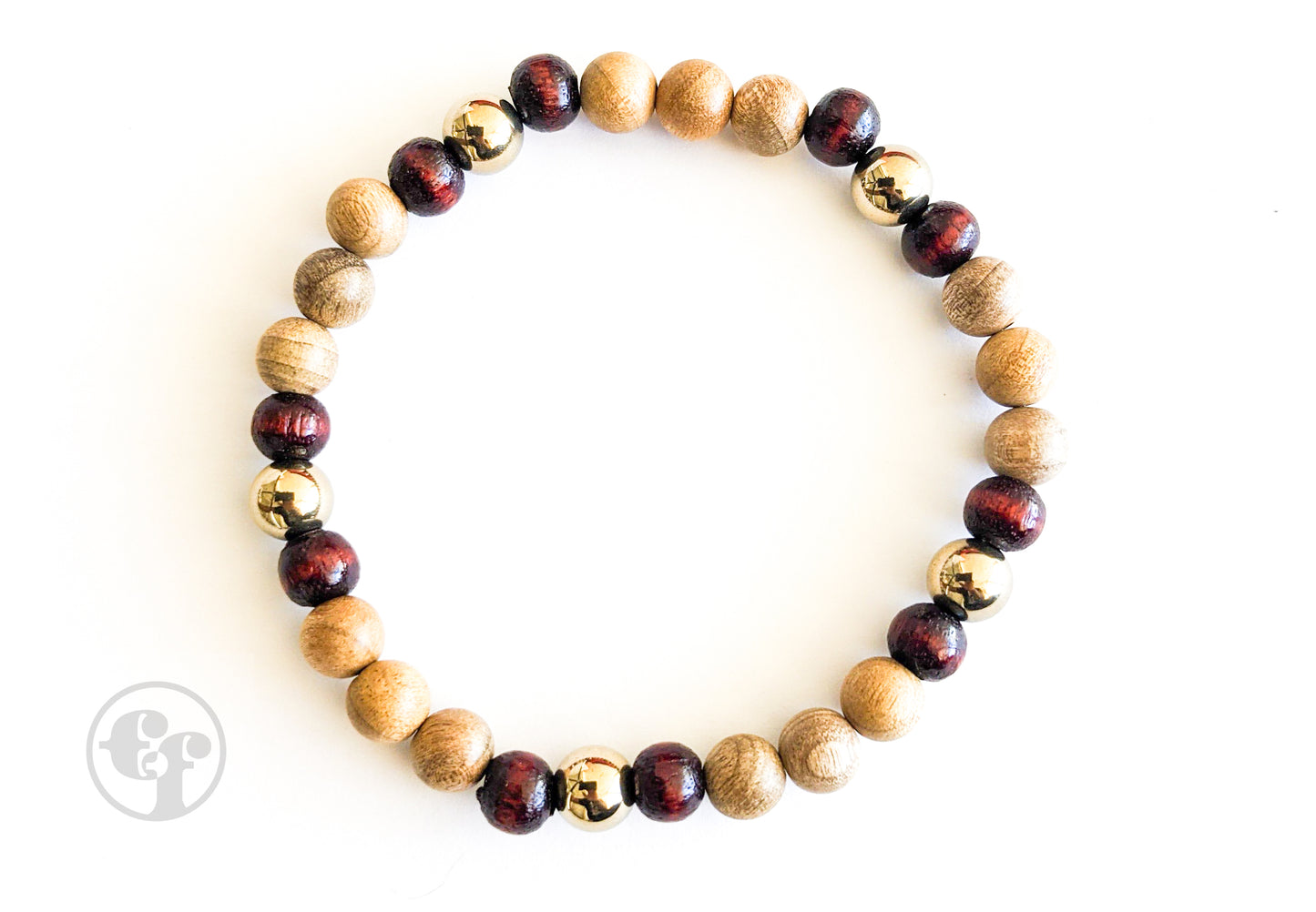 6MM Pyrite | Sandalwood & Mahogany | Bead Bracelet