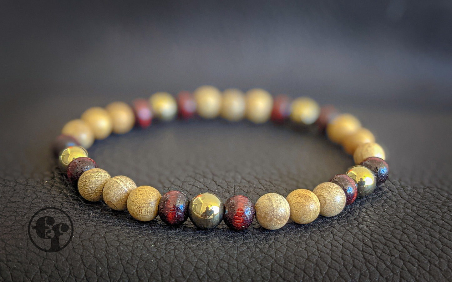 6MM Pyrite | Sandalwood & Mahogany | Bead Bracelet