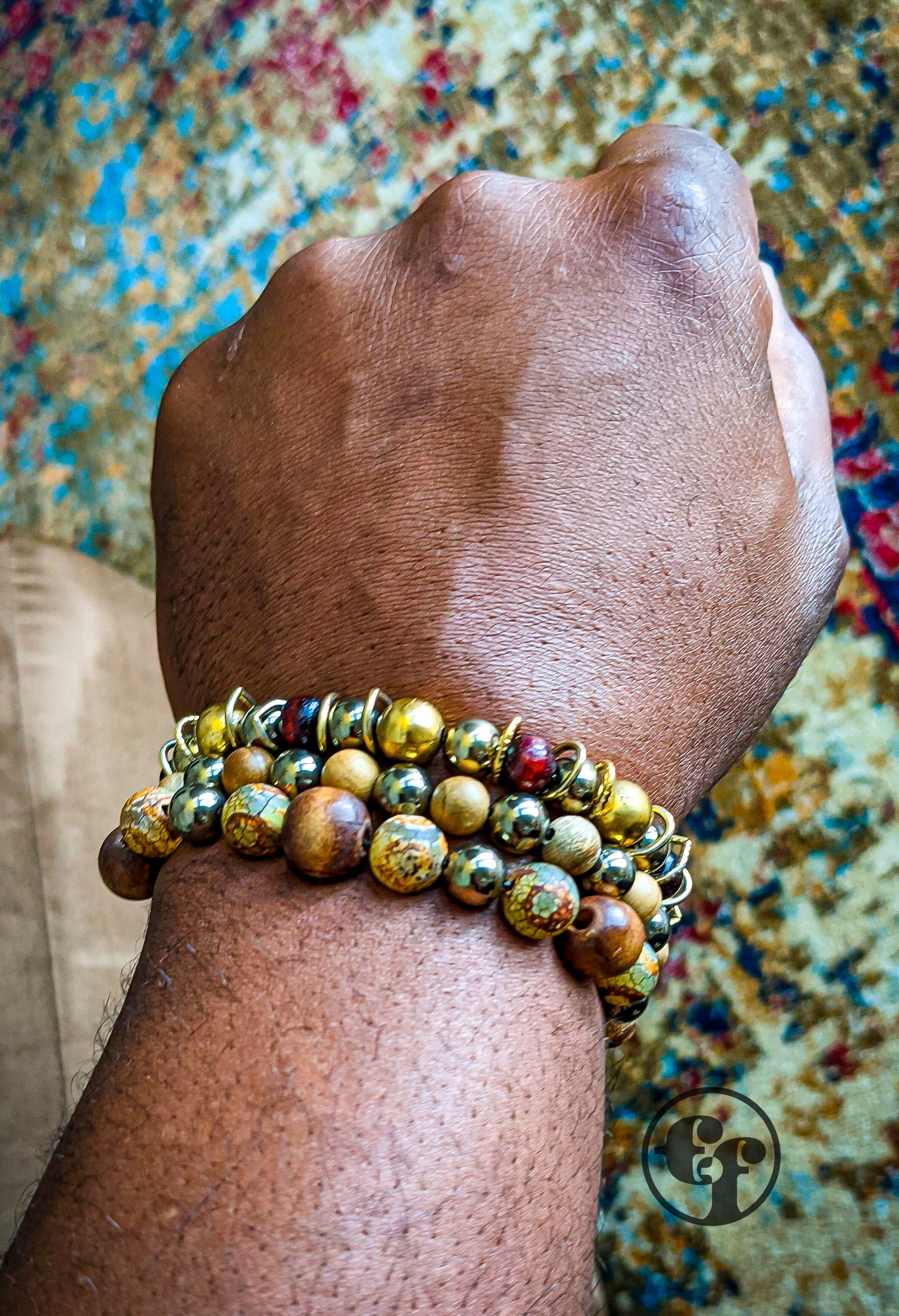 8MM Tibetan Agate | Pyrite | Wood | Bead Bracelet