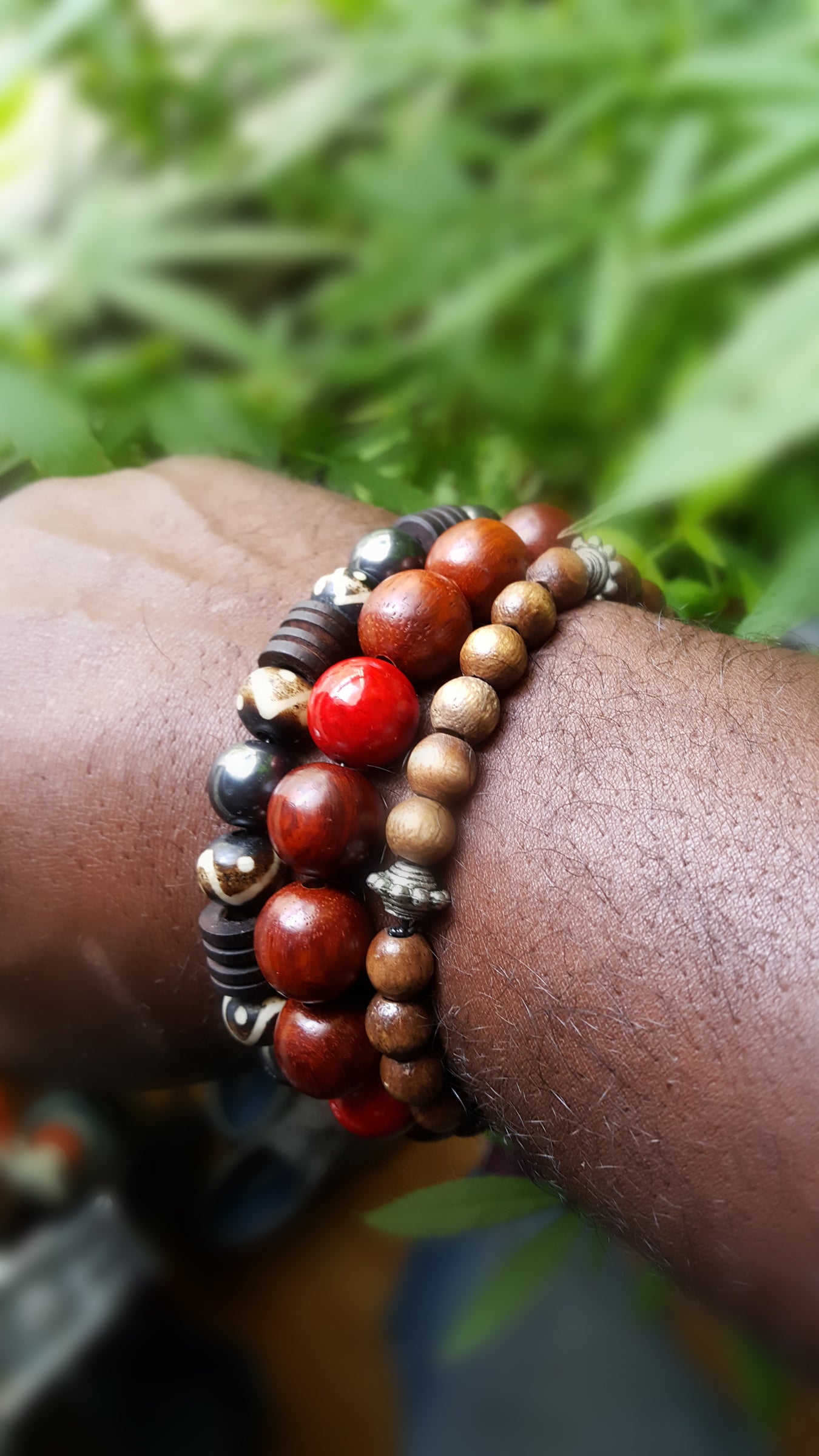 8mm Wood | Red Ceramic Bracelet