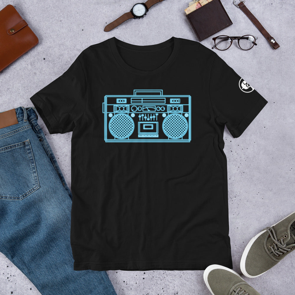 Blue Neon 90s Era BoomBox T-Shirt