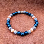 8MM Black Wood | Orange Agate | Silver | Bracelet