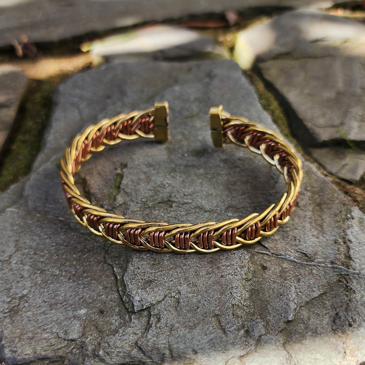 Brass and Copper Wire Weave Bracelet