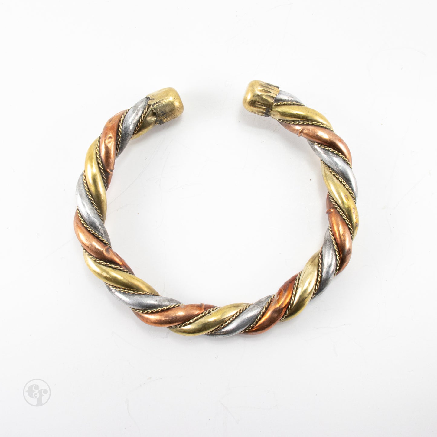 Fat Tri Twist Copper Silver Brass Bracelet