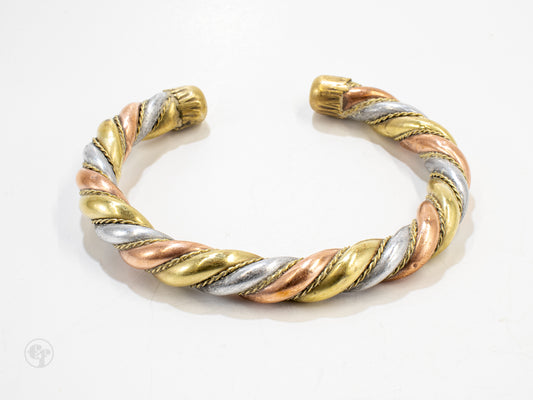 Fat Tri Twist Copper Silver Brass Bracelet