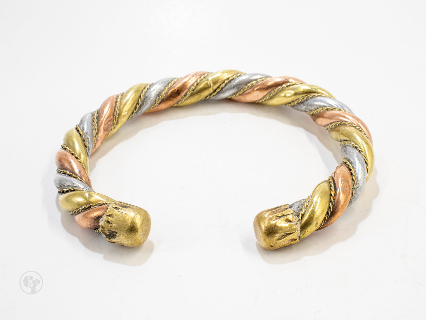 Fat Tri Twist Copper Silver Brass Bracelet