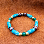 8MM Green African Trade Bead | Green Agate | Brass | Wood