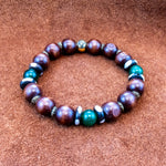 10MM Green Agate | Bone | Wood |Bracelet