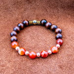8MM Orange Agate | Wood Bracelet