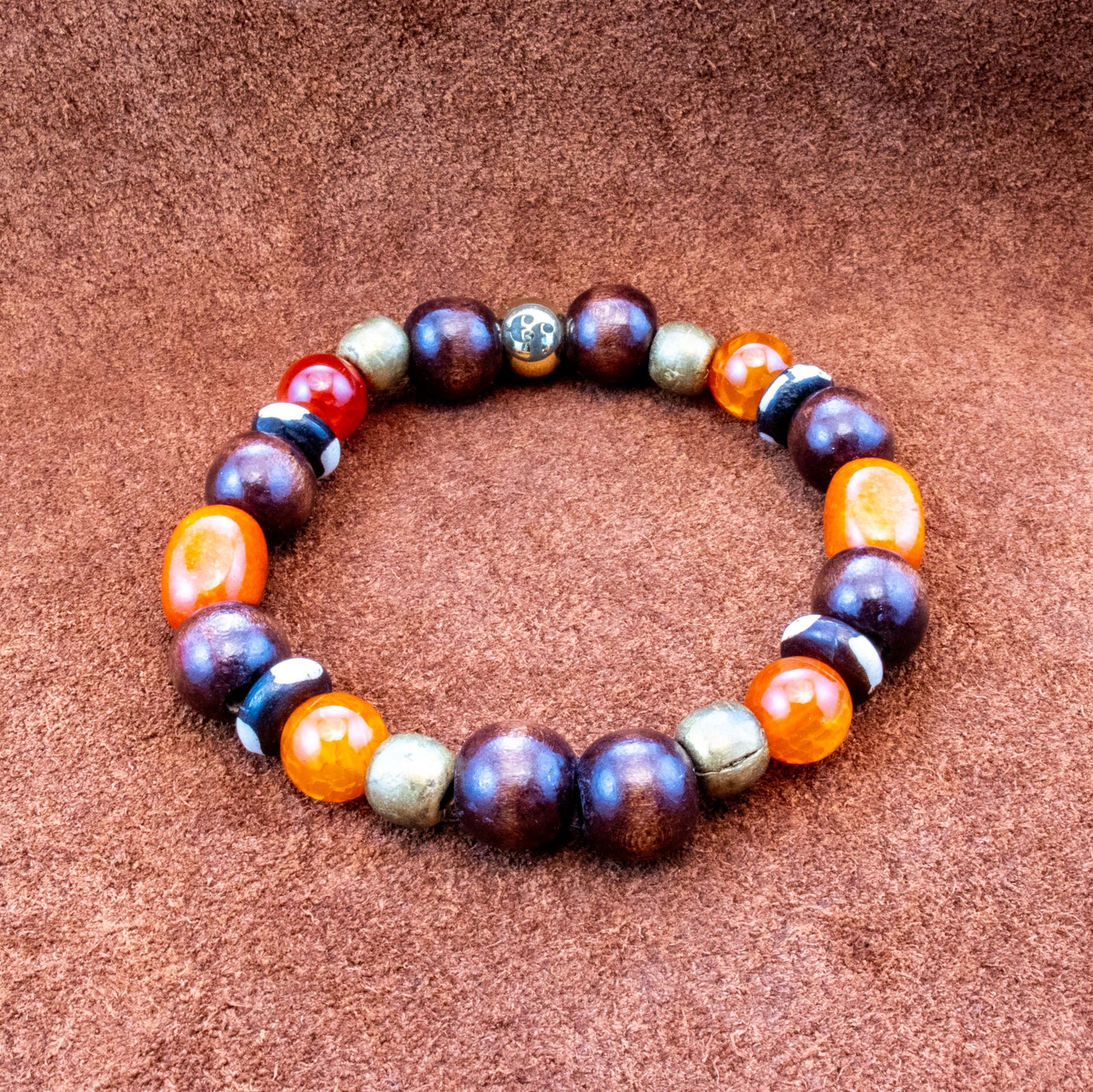 8MM Orange Agate | Tigers Eye | Bone | Brass
