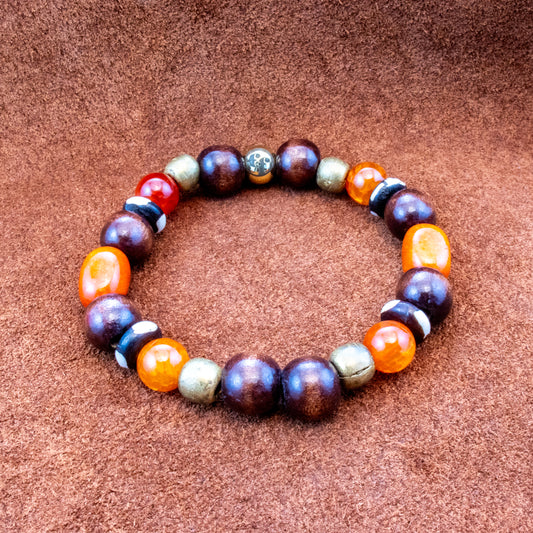 8MM Orange Agate | Tigers Eye | Bone | Brass