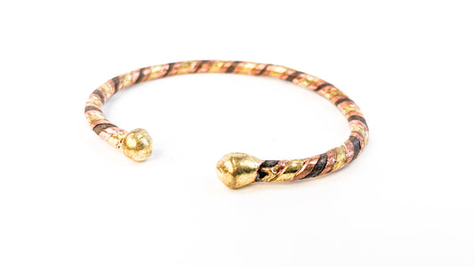 Handmade Copper, Silver, and Bronze Twisted Bracelet