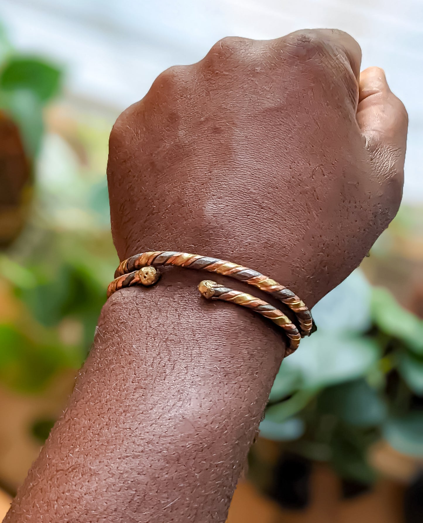 Handmade Copper, Silver, and Bronze Twisted Bracelet