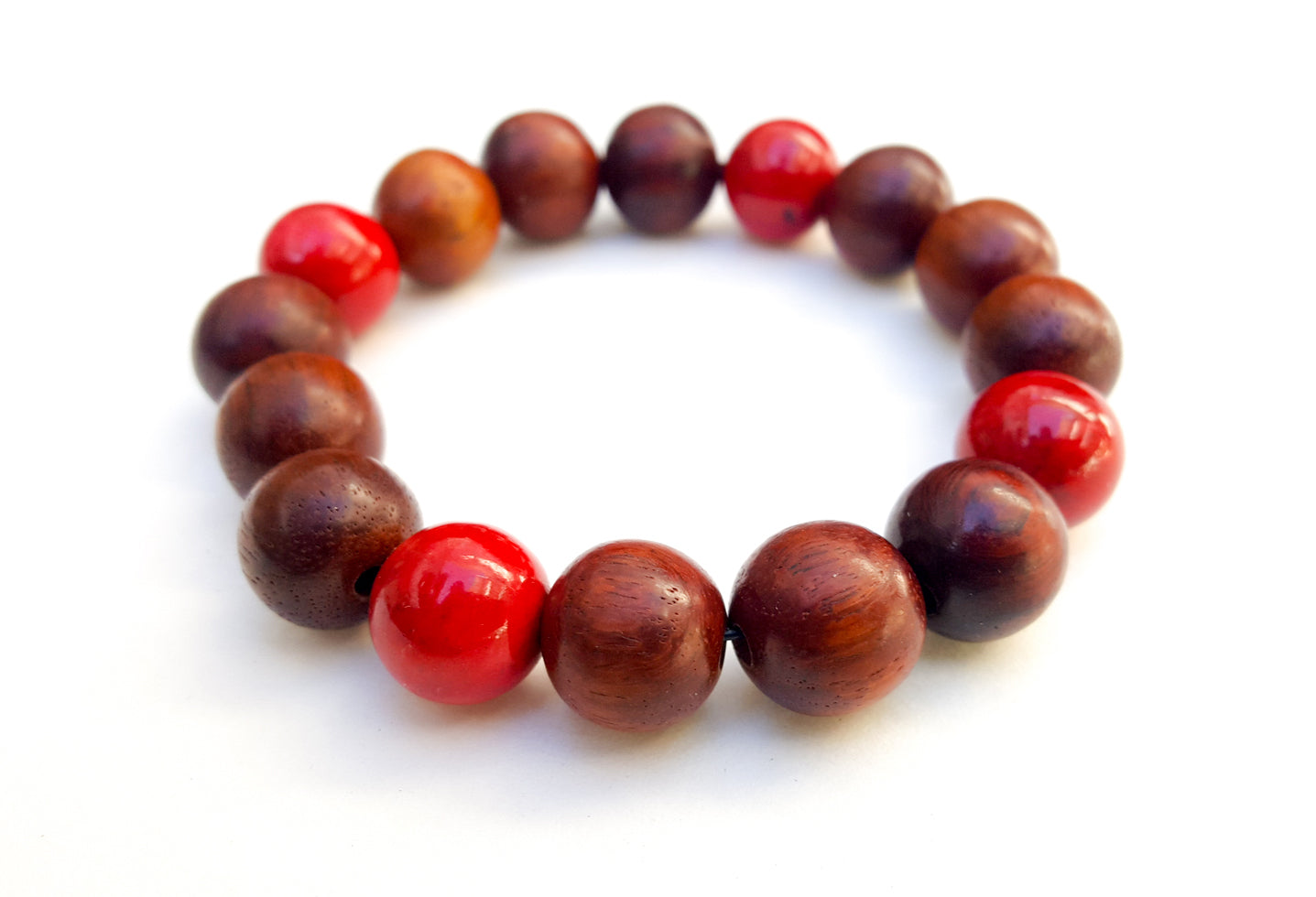 8mm Wood | Red Ceramic Bracelet