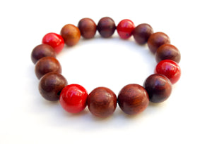 8mm Wood | Red Ceramic Bracelet