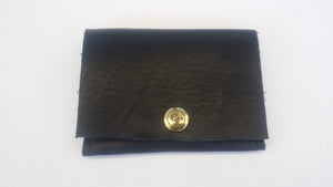 Timbo Black Leather Wallet With Black Stitching | Mens Front Pocket Wallet