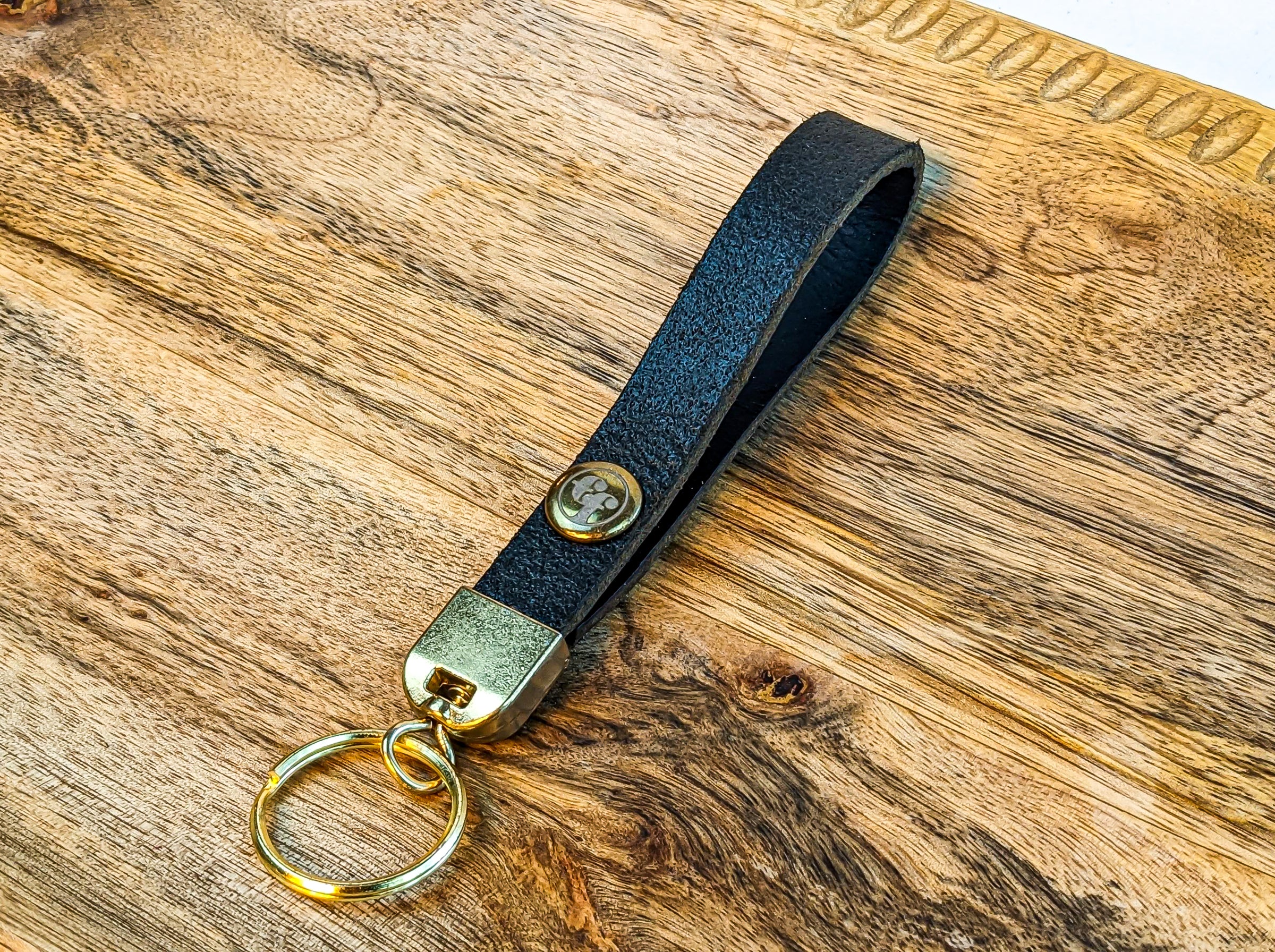 Ed Fountain Black Brass Leather Keychain