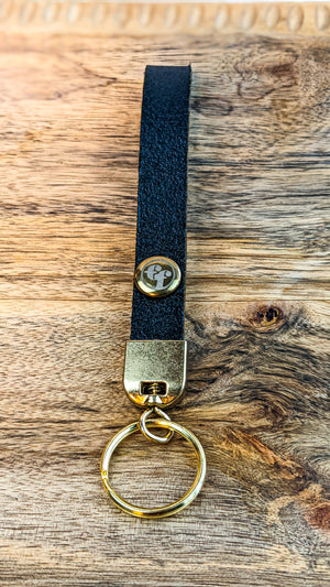 Ed Fountain Black Brass Leather Keychain
