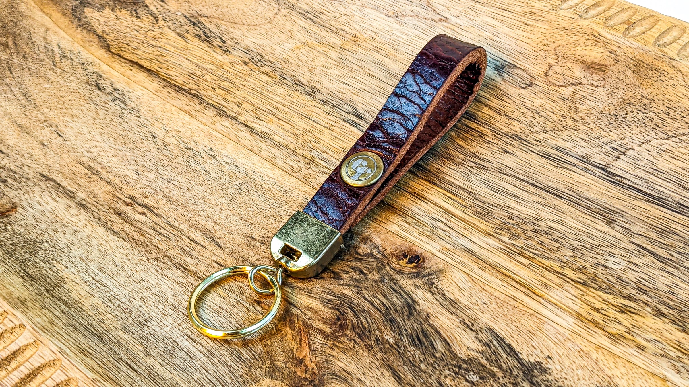 Ed Fountain Mahogany  Leather Keychain