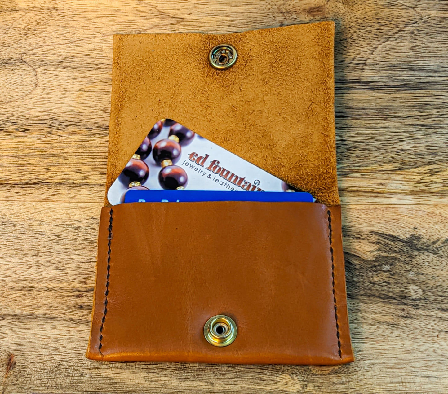 Premium Camel Blue stitch Front Pocket Leather Wallet