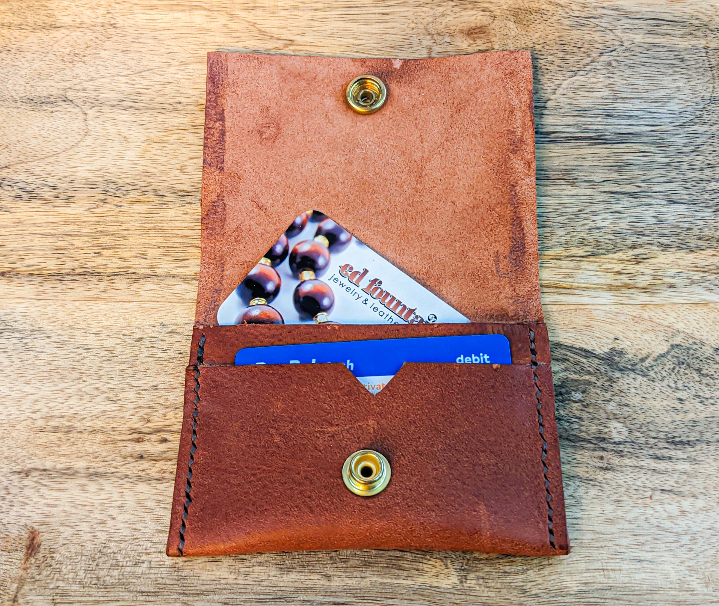 Premium Dark Orange Blue Stitch Front Pocket Leather Wallet