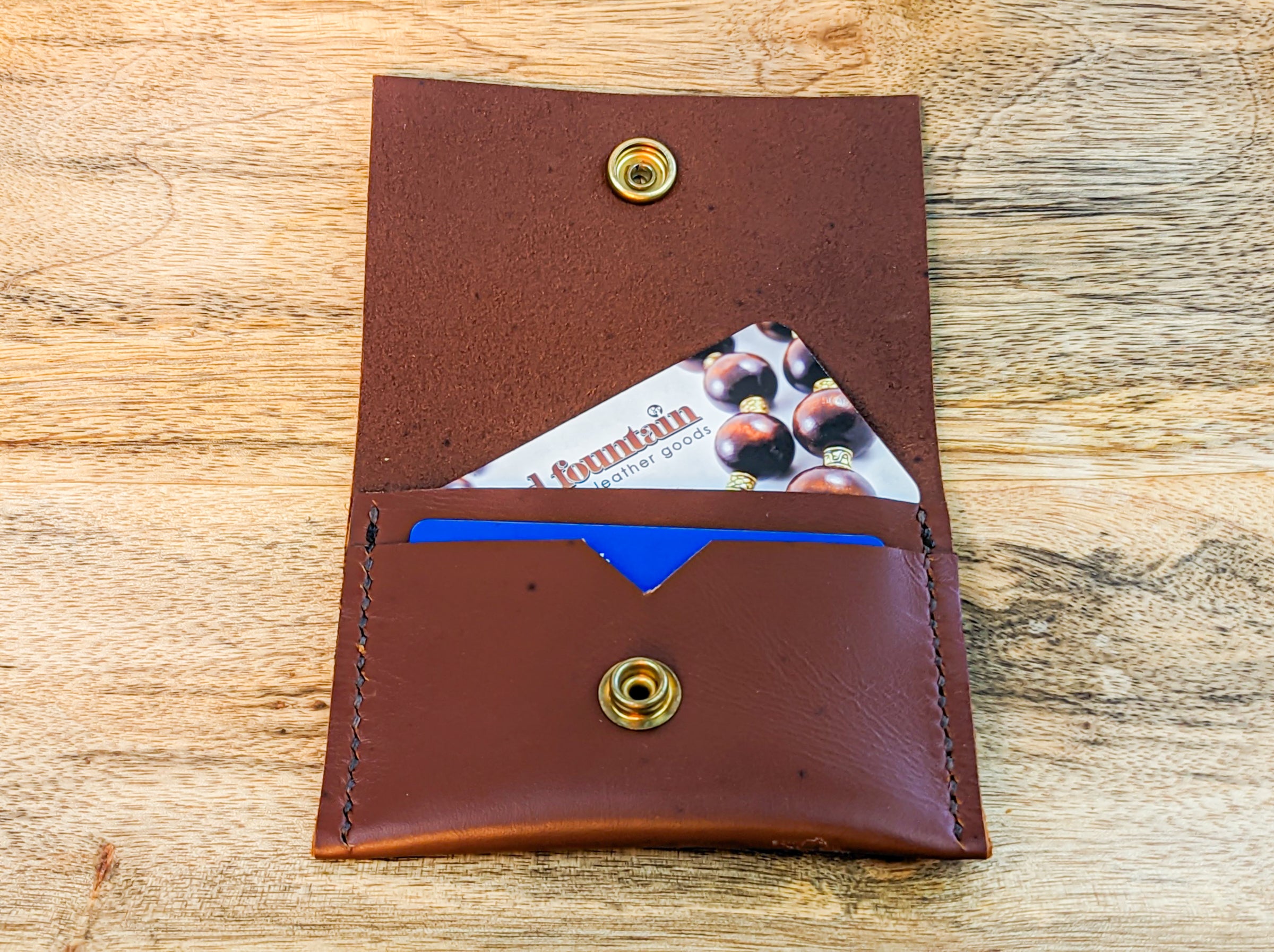 Premium Spotted Smooth Brown Stitch Front Pocket Leather Wallet
