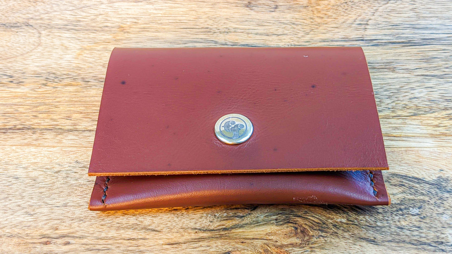 Premium Spotted Smooth Brown Stitch Front Pocket Leather Wallet