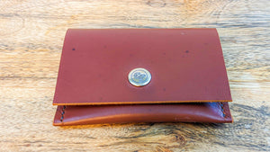 Premium Spotted Smooth Brown Stitch Front Pocket Leather Wallet