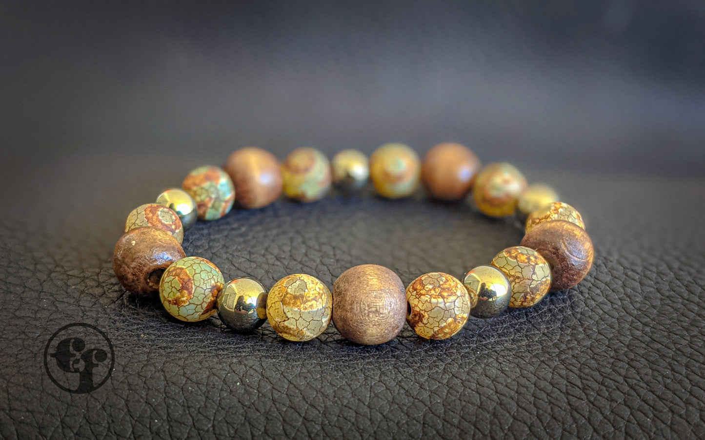 8MM Tibetan Agate | Pyrite | Wood | Bead Bracelet