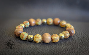 8MM Tibetan Agate | Pyrite | Wood | Bead Bracelet