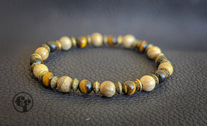 6MM Tigers Eye | Sandalwood | Brass | Bead Bracelet