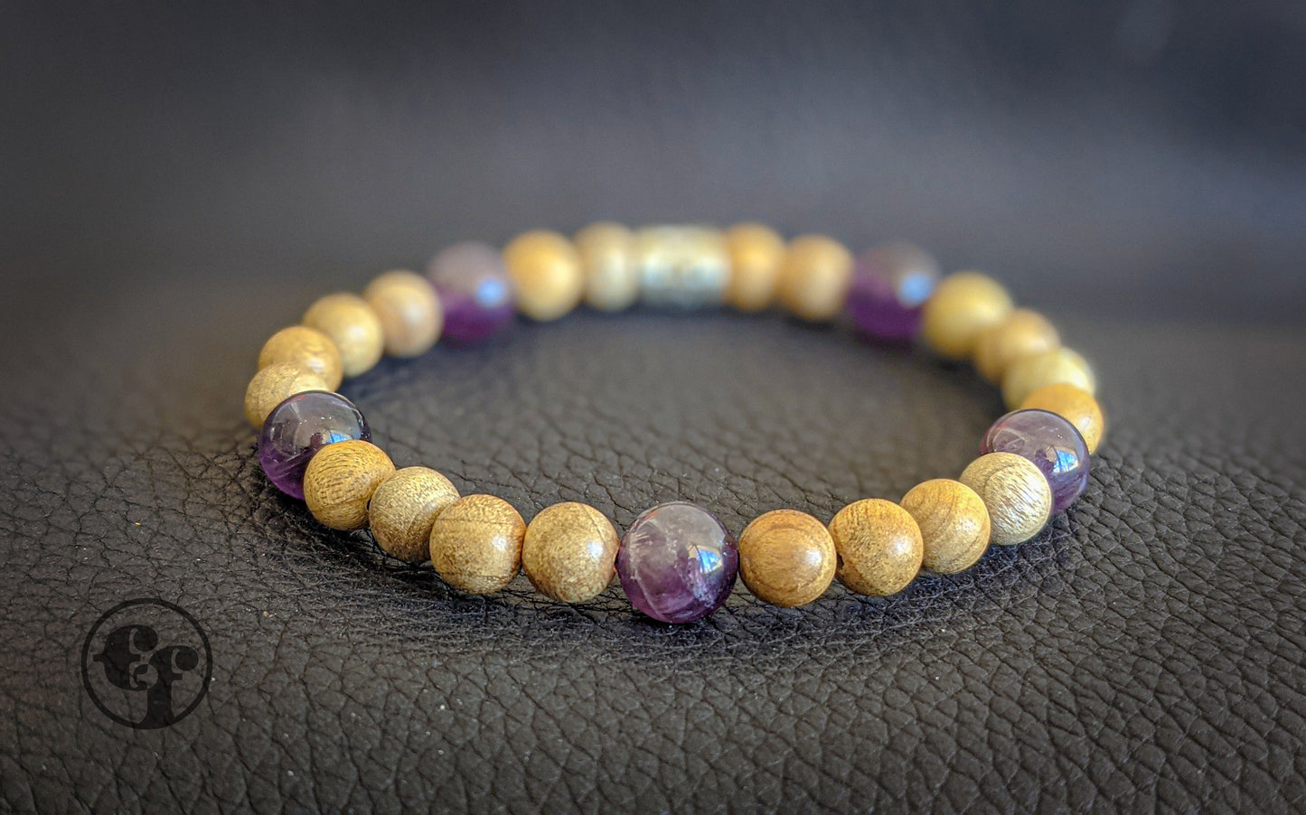 8MM Purple Amethyst | Sandalwood | Bead Bracelet