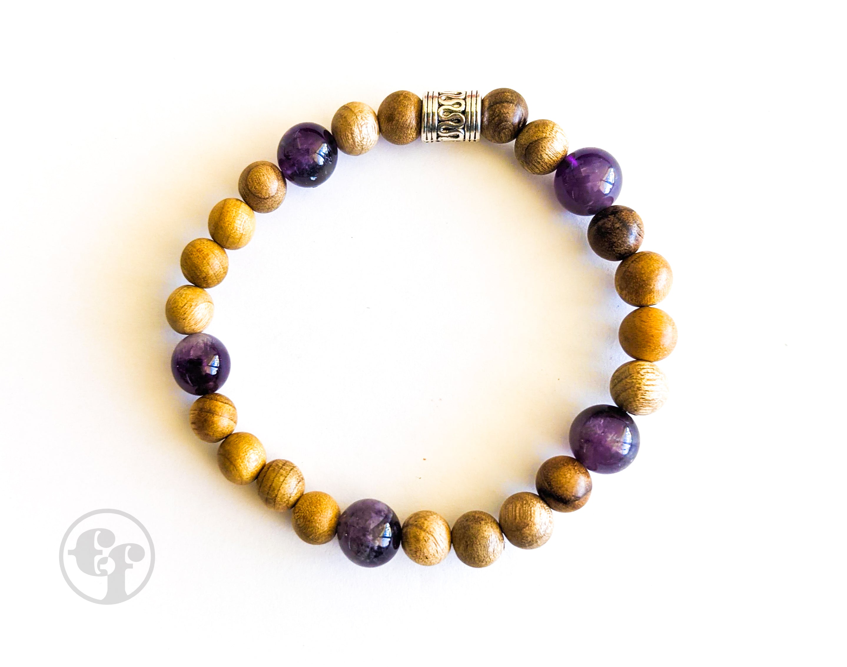 8MM Purple Amethyst | Sandalwood | Bead Bracelet